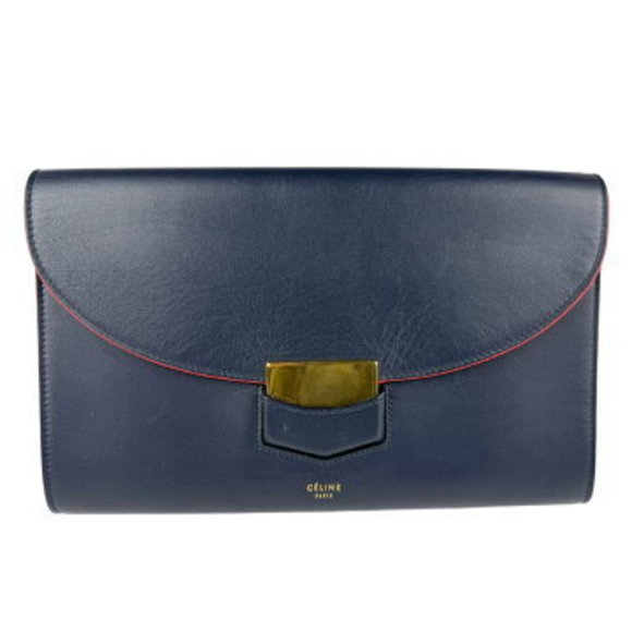 Celine Navy Blue leather clutch bag - Picture 1 of 5